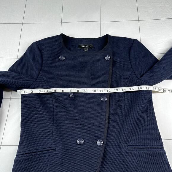 Talbots Blazer Womens 4 Navy Blue Double Breasted Military Jacket Classic - Picture 5 of 7